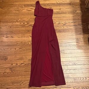 Lulu's One-Shoulder Burgundy Dress